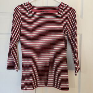 Ralph Lauren Pink, Black & White Striped 3/4 Sleeve Top Size S/P